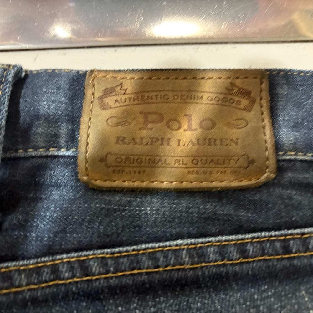 Ralph Lauren Blue Jeans with Vintage Wash and Leather Patch